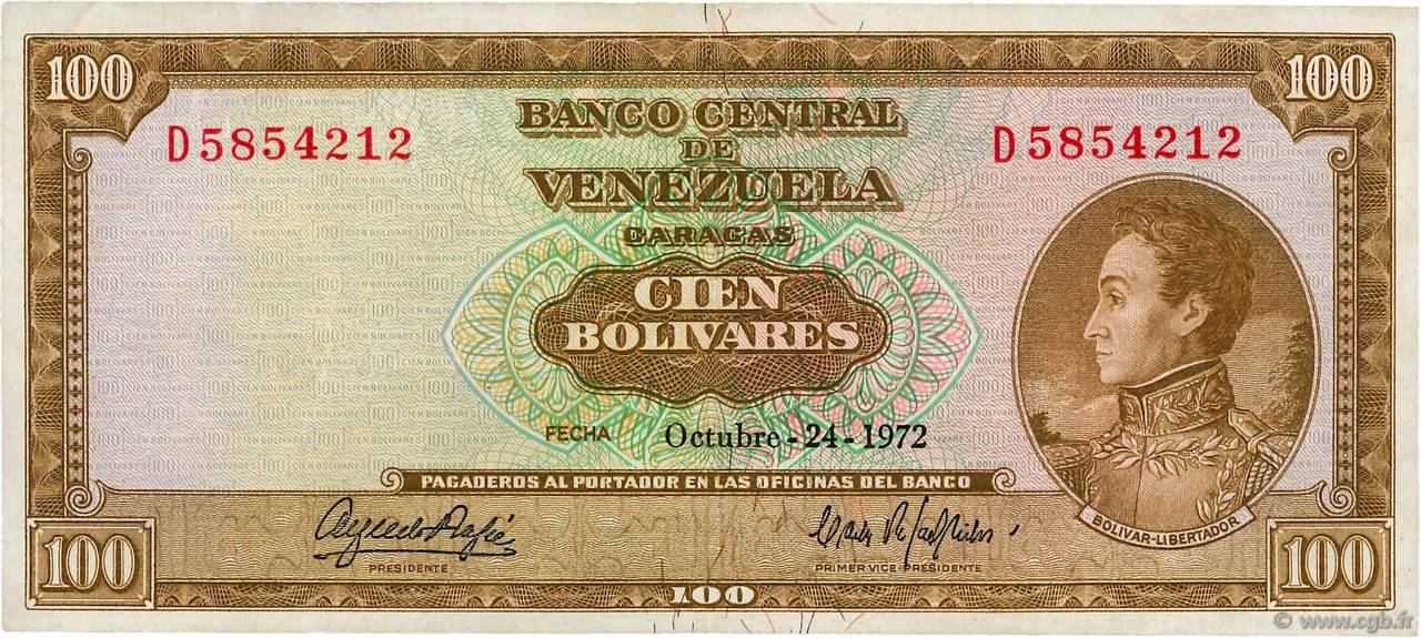 100 Bolivares VENEZUELA  1972 P.048i XF