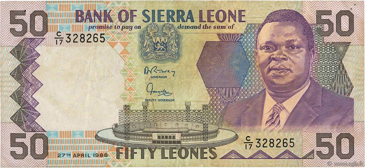 50 Leones SIERRA LEONE  1988 P.17a TTB