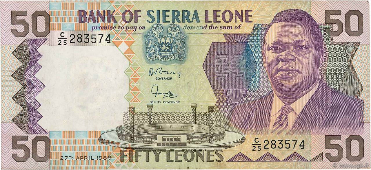 50 Leones SIERRA LEONE  1989 P.17b TTB+