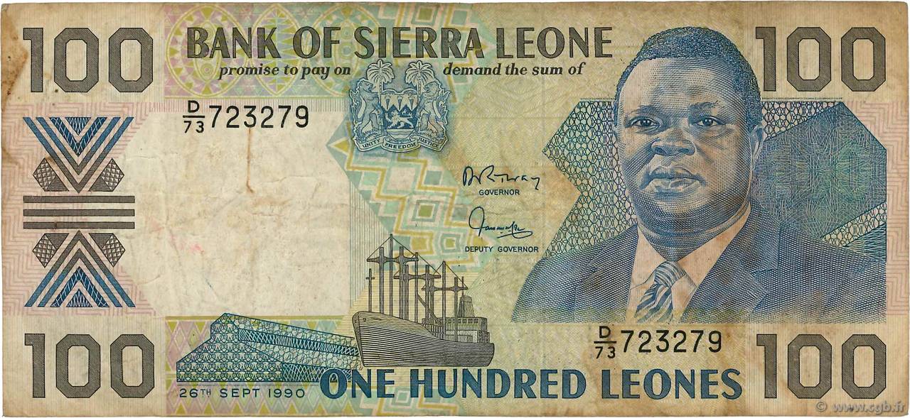 100 Leones SIERRA LEONE 1990  b79_0036 Billets