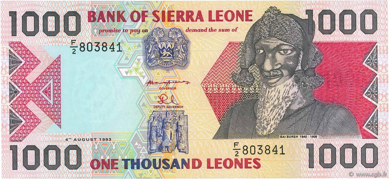 1000 Leones  SIERRA LEONE  1993 P.20a UNC