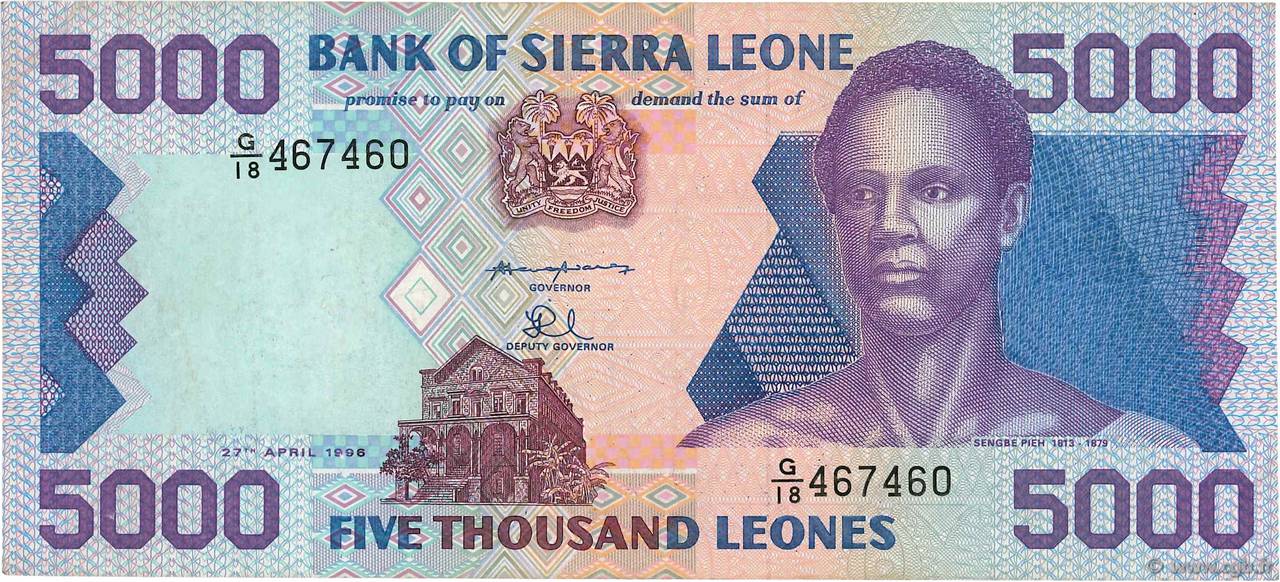 5000 Leones SIERRA LEONE  1996 P.21b TTB