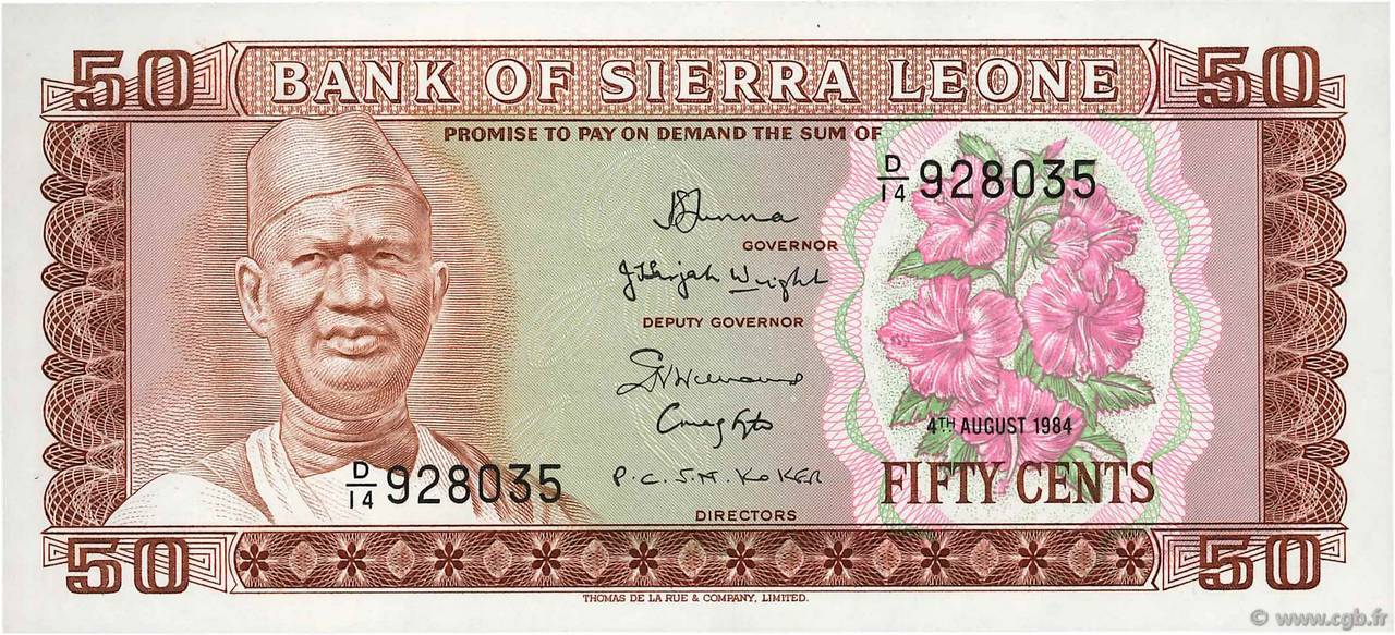 50 Cents SIERRA LEONE  1984 P.04e NEUF