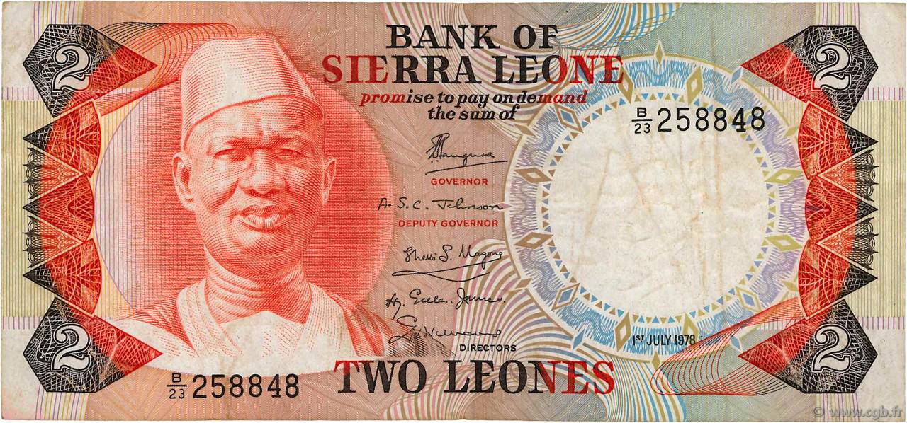 2 Leones SIERRA LEONE  1978 P.06c q.BB