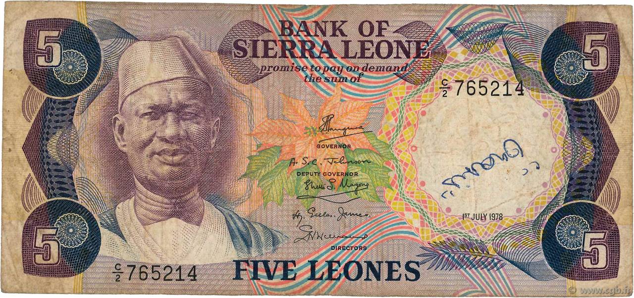 5 Leones SIERRA LEONE  1978 P.07b F