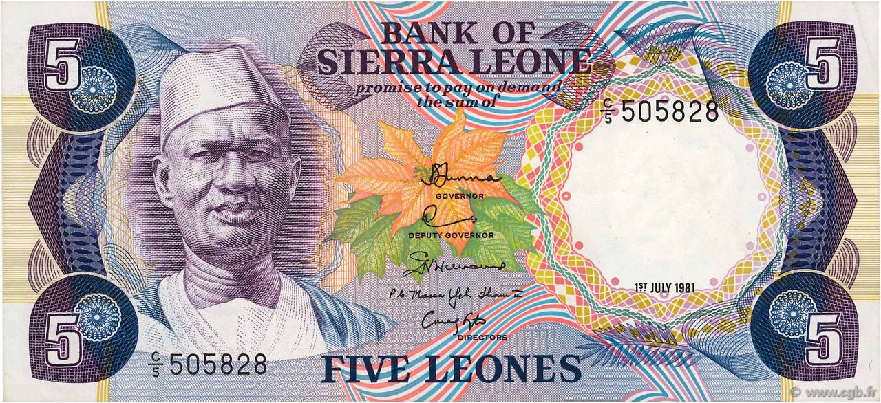 5 Leones SIERRA LEONA  1981 P.07d EBC