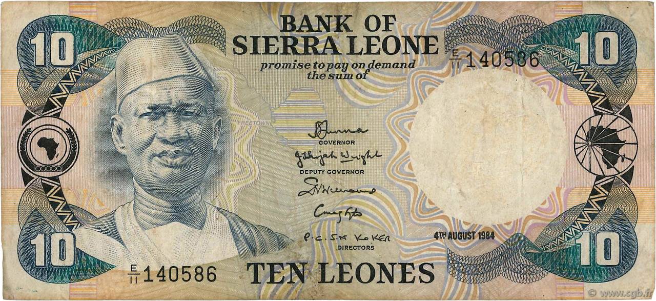 10 Leones SIERRA LEONE  1984 P.08c q.BB