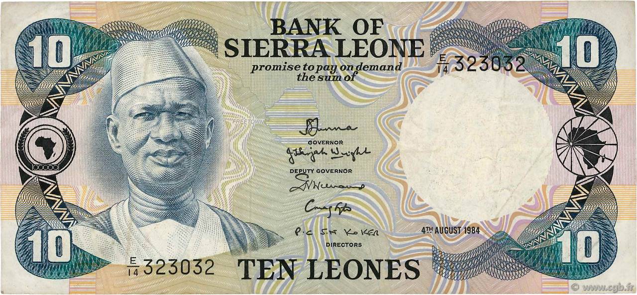 10 Leones SIERRA LEONE  1984 P.08c BB