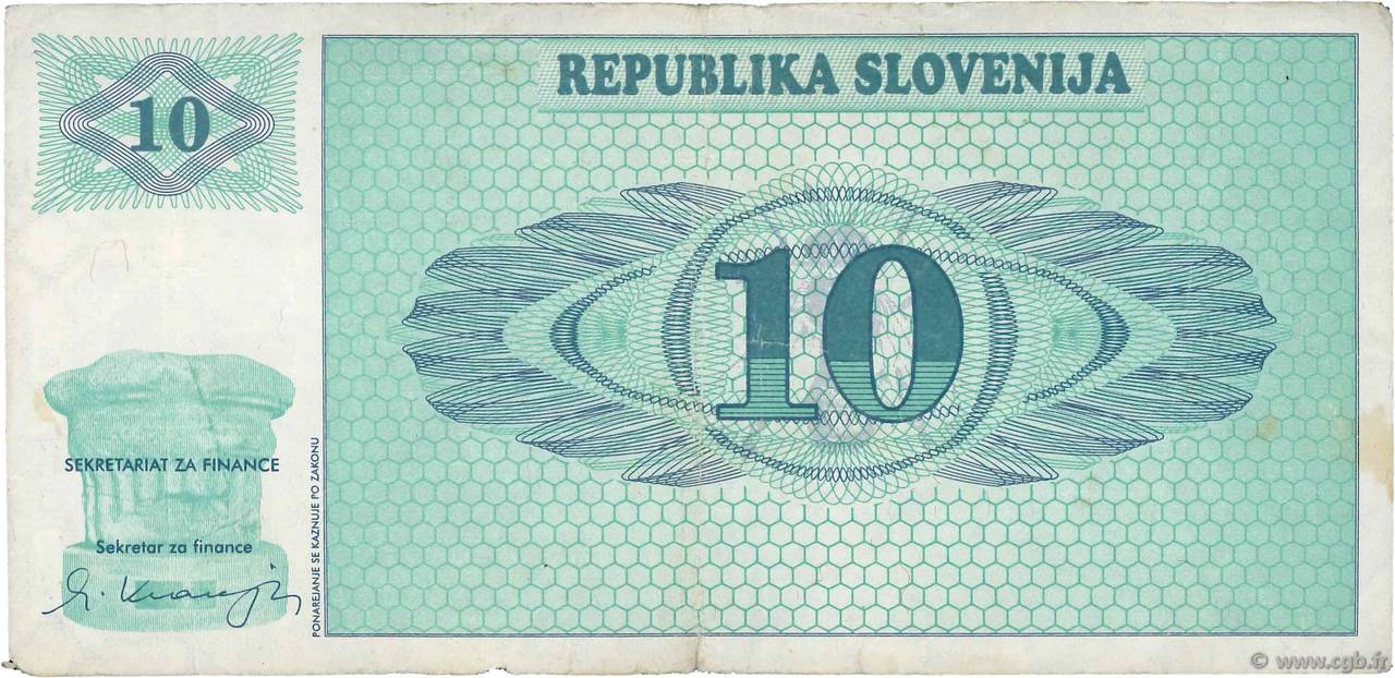 10 Tolarjev SLOVENIA  1990 P.04a F