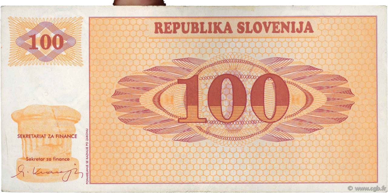 100 Tolarjev SLOVENIA  1990 P.06a BB