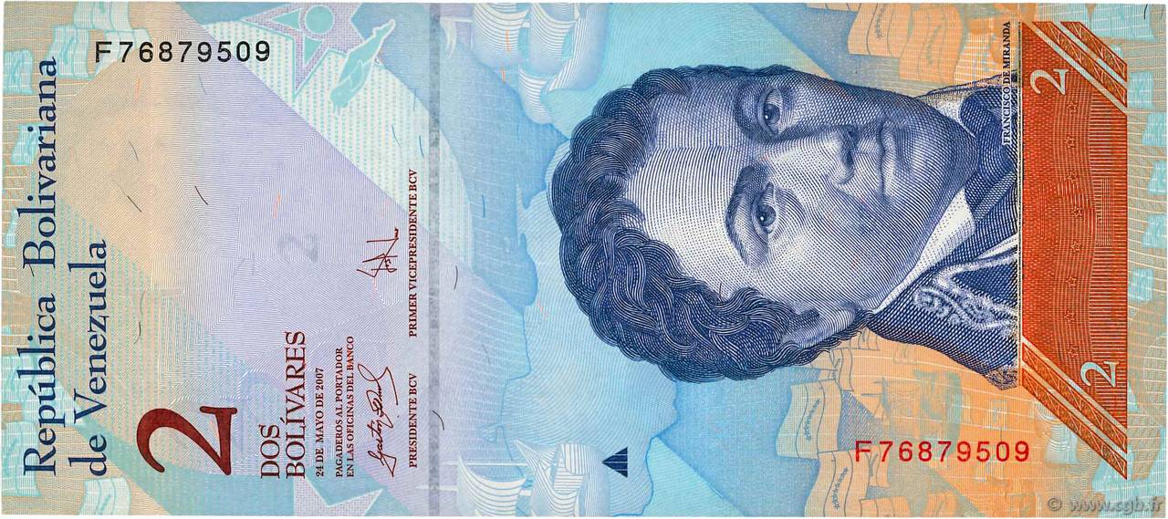 2 Bolivares VENEZUELA  2007 P.088b SPL