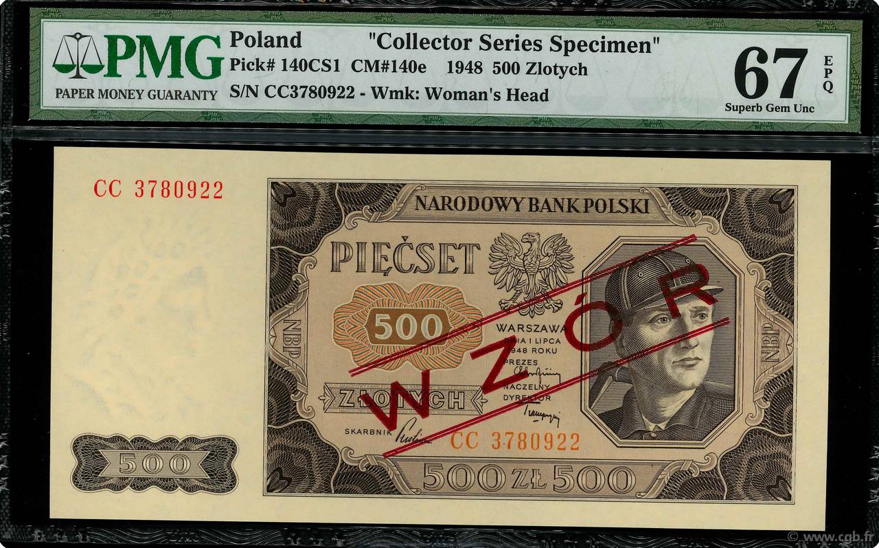 500 Zlotych POLEN  1948 P.140s ST