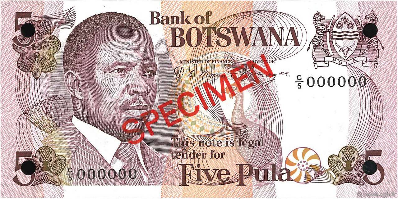 5 Pula Spécimen BOTSWANA   1982 P.08s1 FDC