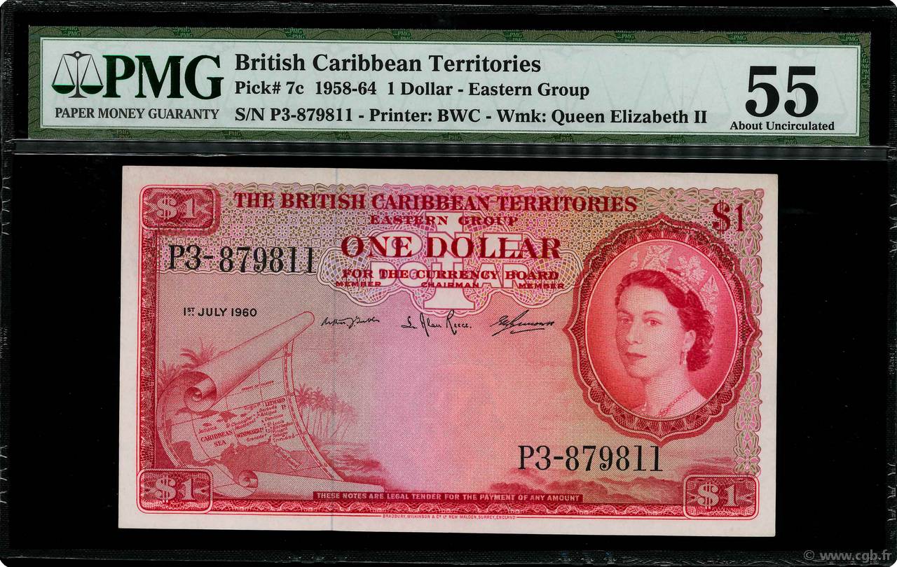 1 Dollar EAST CARIBBEAN STATES  1960 P.07c AU-