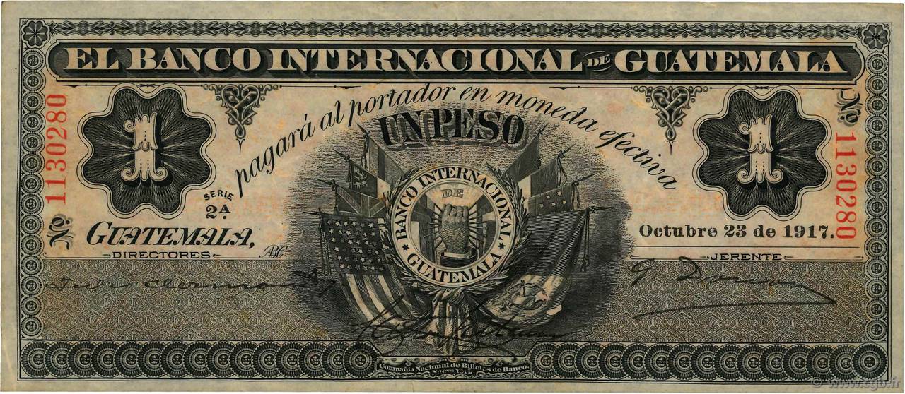 1 Peso GUATEMALA  1917 PS.153a SS