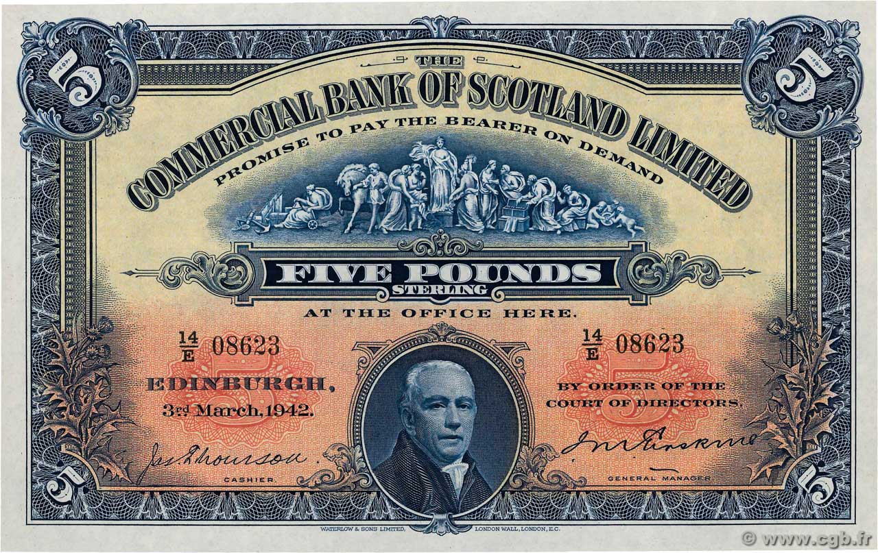 5 Pounds SCOTLAND  1942 PS.328b q.FDC