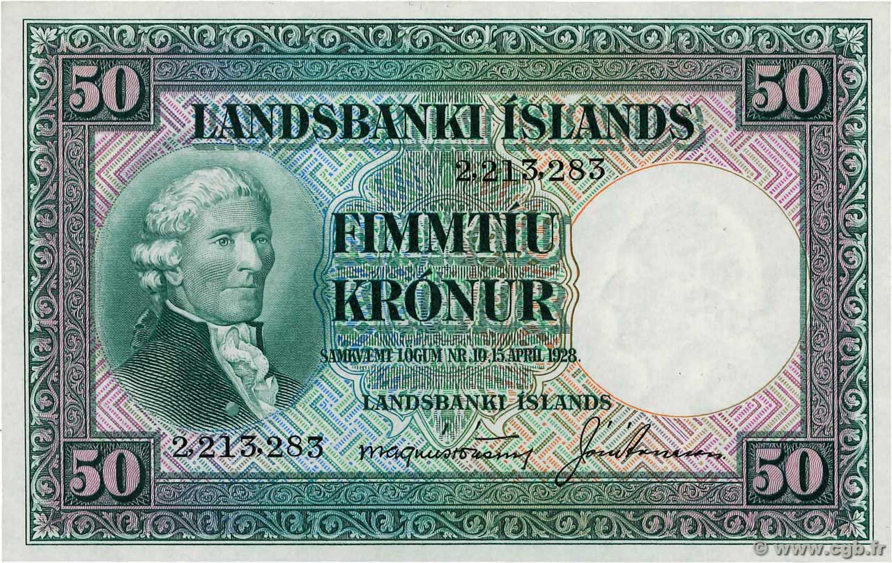 50 Kronur ICELAND  1928 P.34a AU-