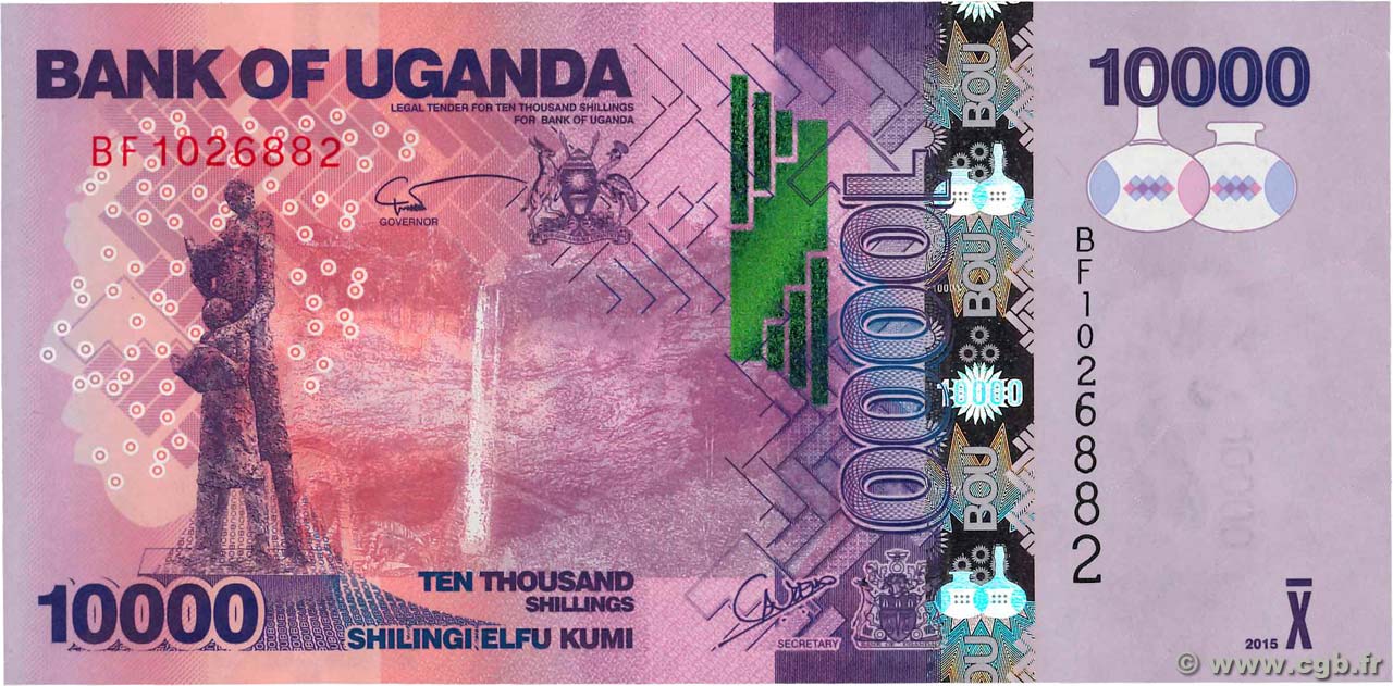 10000 Shillings UGANDA  2015 P.52d FDC