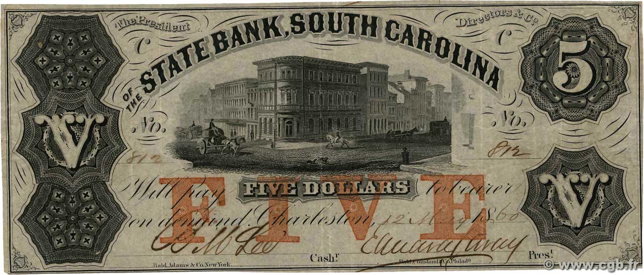 5 Dollars STATI UNITI D AMERICA Charleston 1860  q.SPL