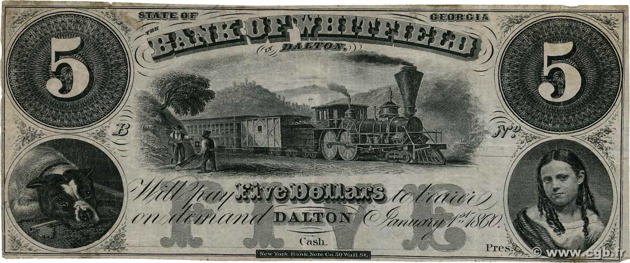 5 Dollars Non émis UNITED STATES OF AMERICA Dalton 1860  VF