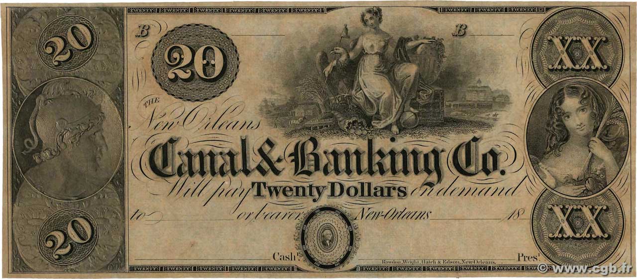 20 Dollars Non émis VEREINIGTE STAATEN VON AMERIKA New Orleans 1850  fST+