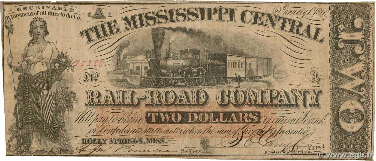 2 Dollars ESTADOS UNIDOS DE AMÉRICA Holly Springs 1862  BC