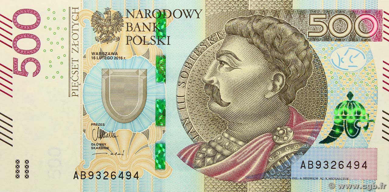 500 Zlotych POLOGNE  2016 P.New NEUF