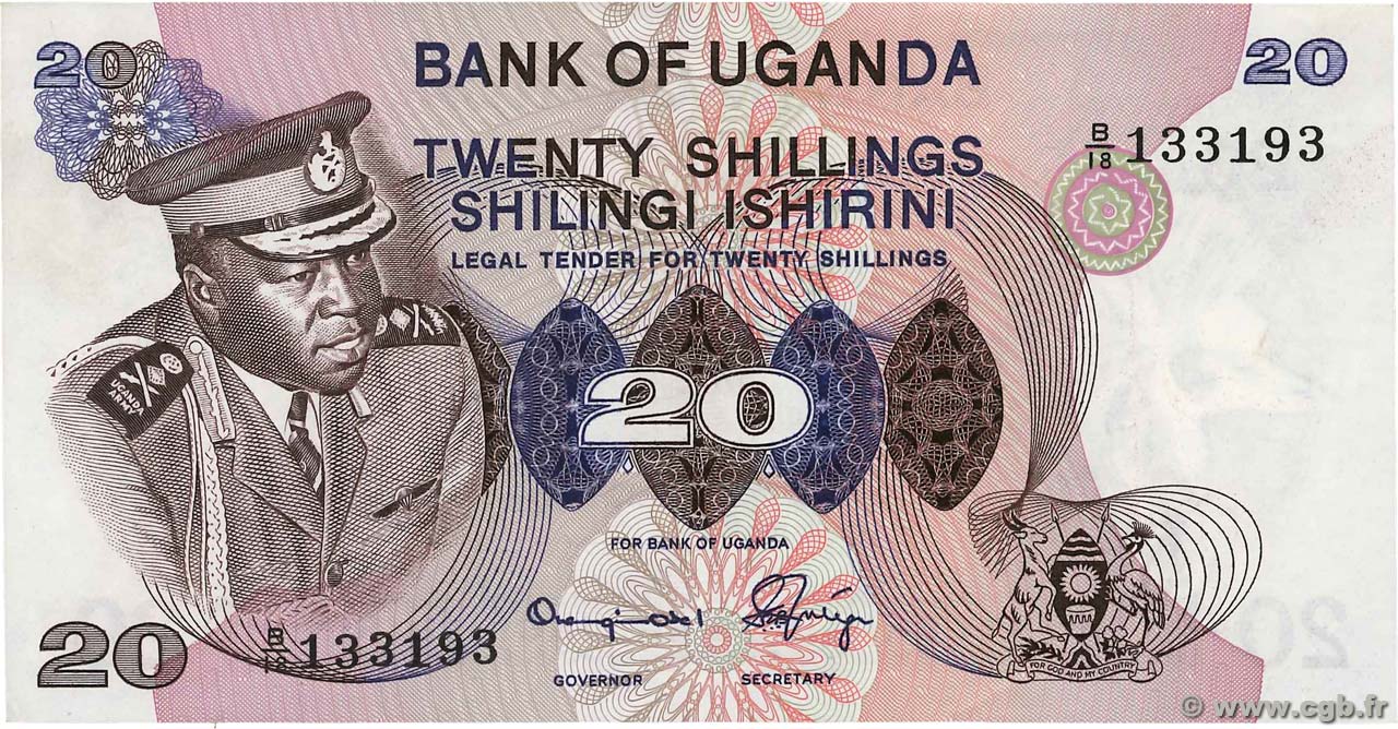 20 Shillings UGANDA  1973 P.07b XF