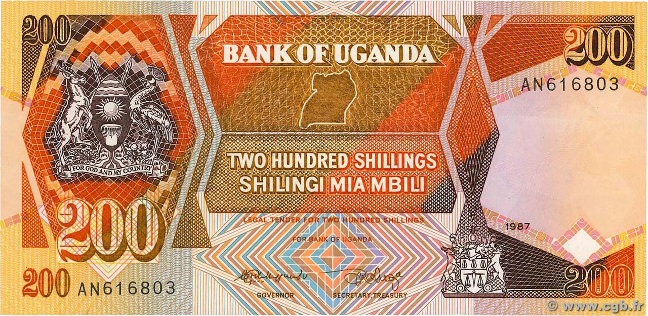 200 Shillings OUGANDA  1987 P.32a SPL