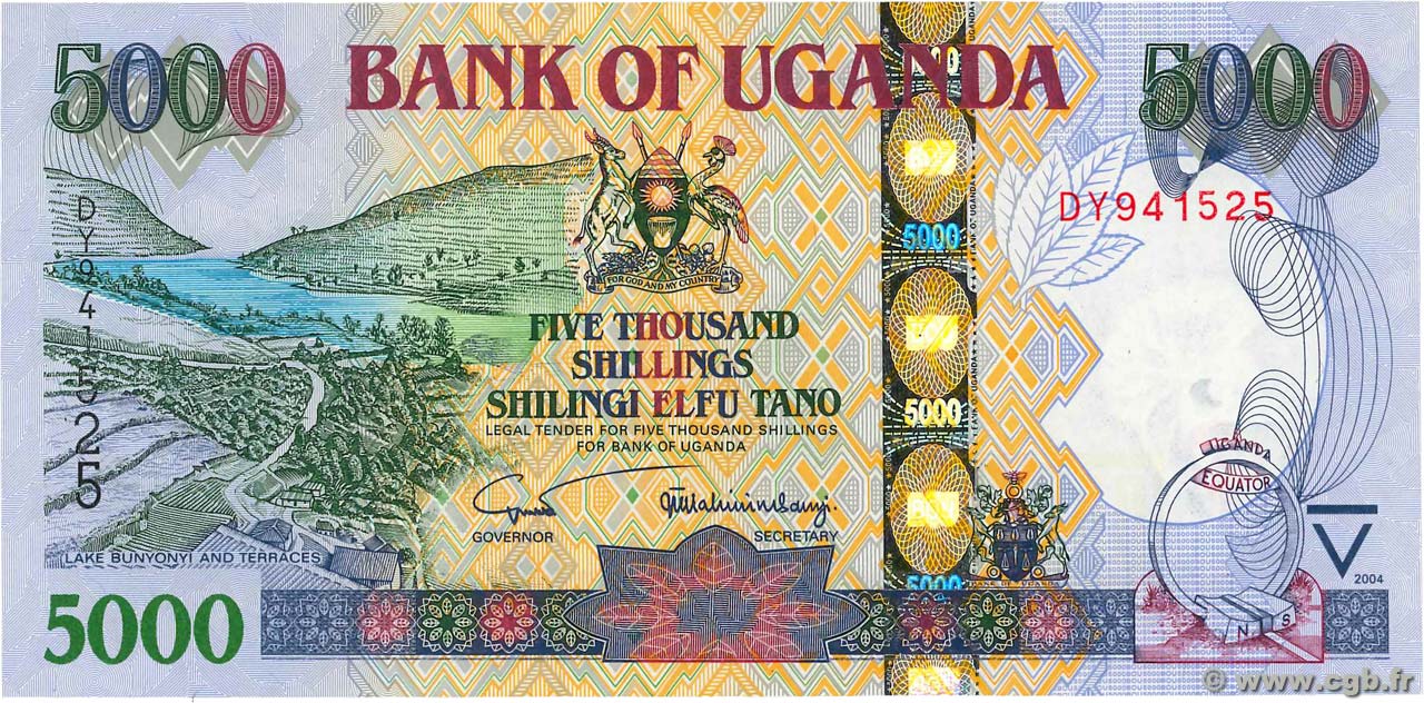 5000 Shillings UGANDA  2004 P.44a ST