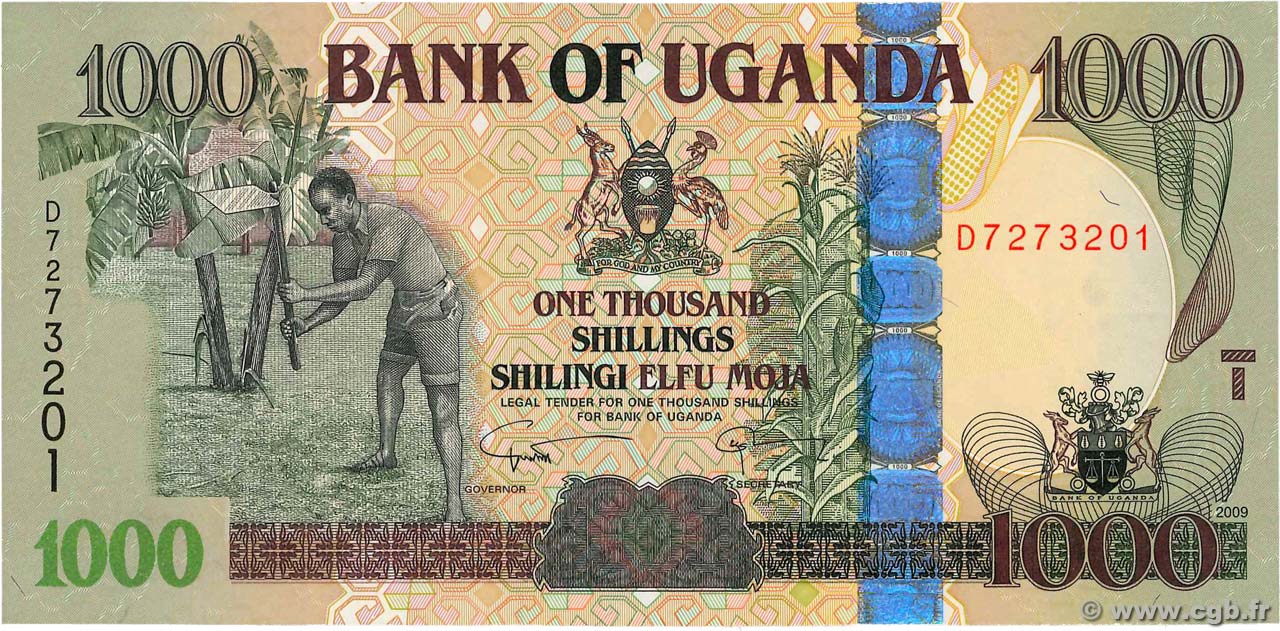 1000 Shillings UGANDA  2009 P.43c UNC