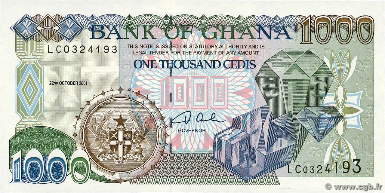 1000 Cedis GHANA  2001 P.32g NEUF