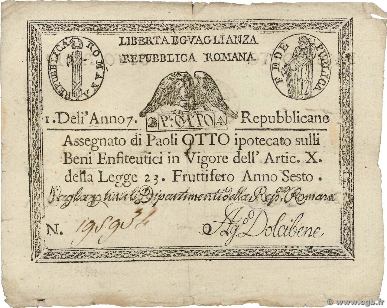 8 Paoli ITALIE  1798 PS.538 pr.TTB