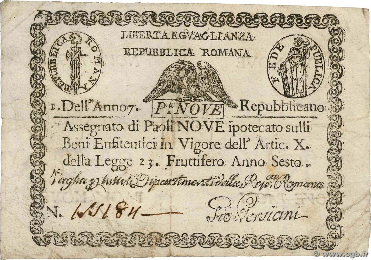 9 Paoli ITALY  1798 PS.539 F+