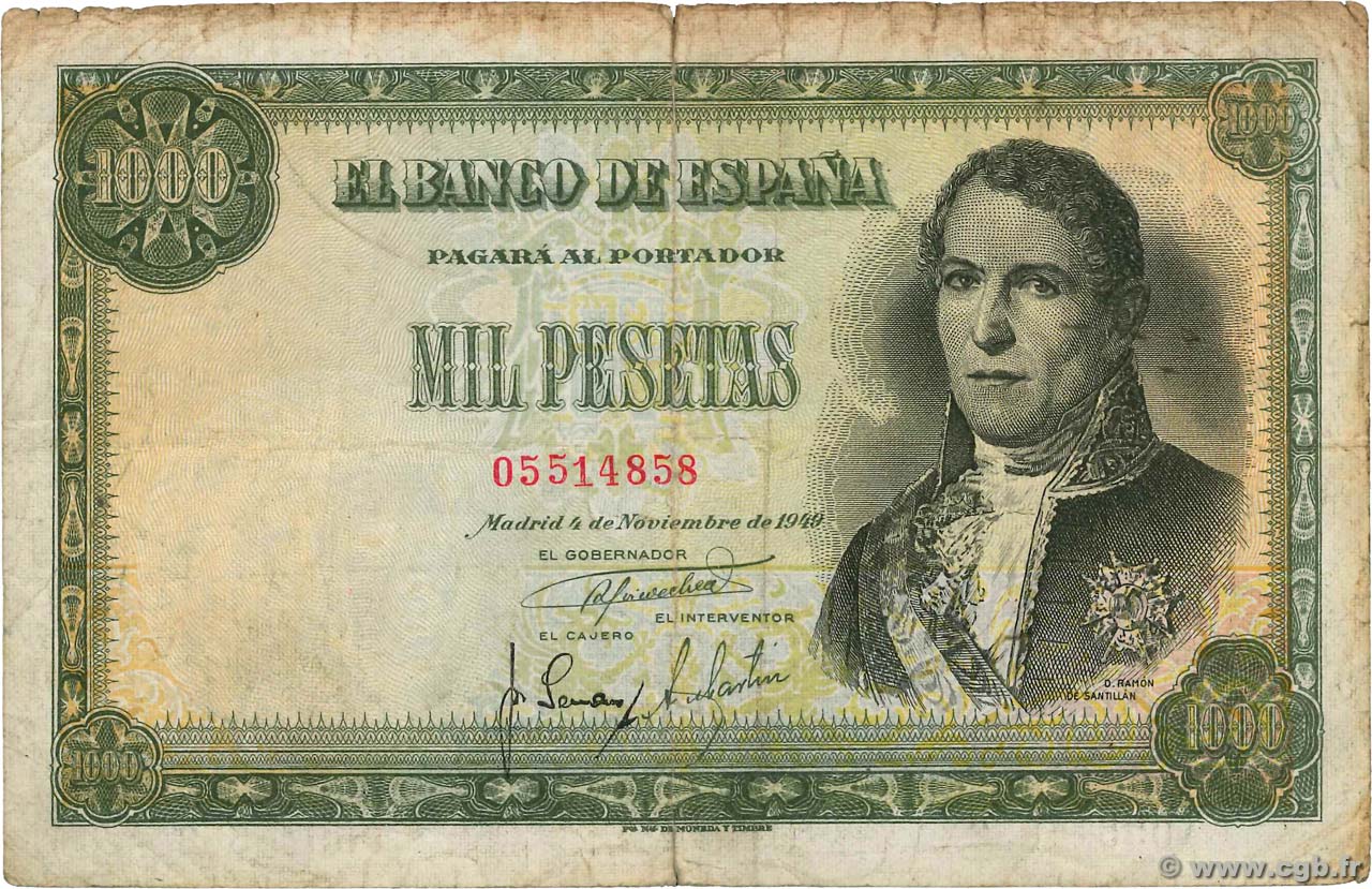 1000 Pesetas ESPAÑA  1949 P.138 RC+