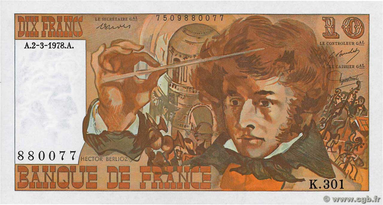 10 Francs BERLIOZ Numéro spécial FRANCIA  1978 F.63.23 SC+