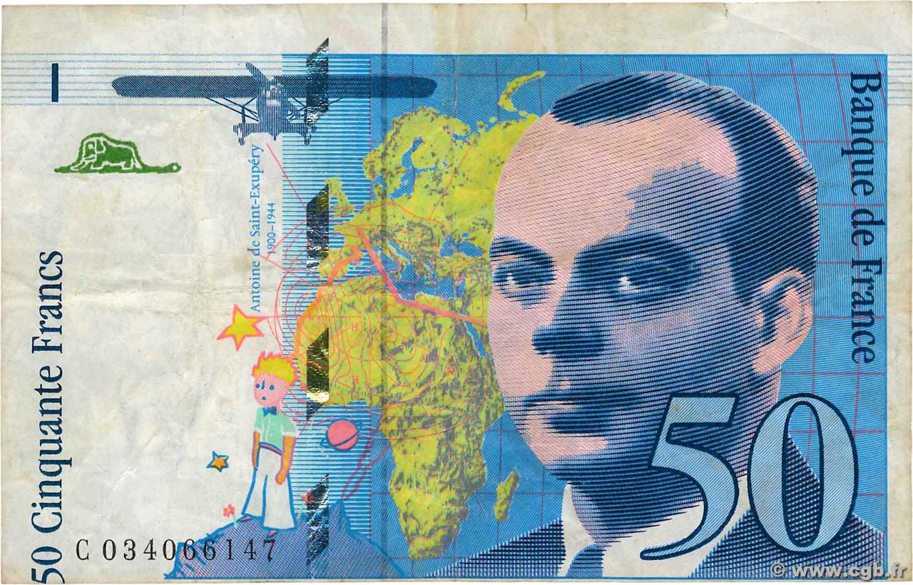 50 Francs SAINT-EXUPÉRY Modifié Fauté FRANCE  1997 F.73.04 F