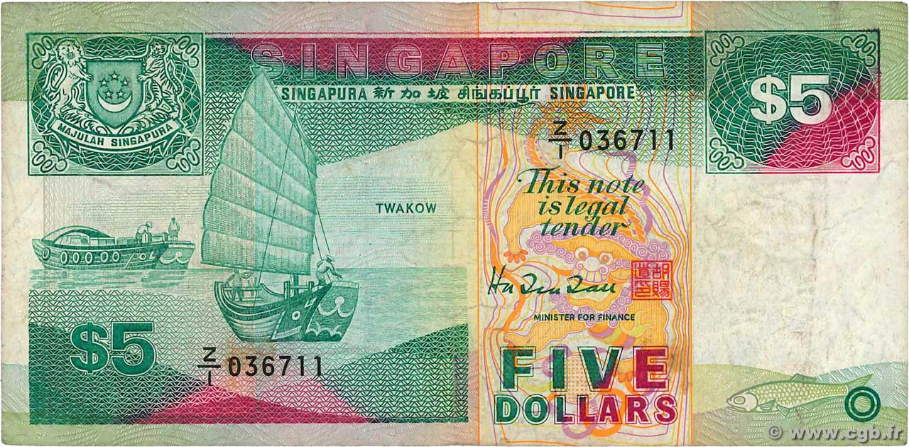 5 Dollars Remplacement SINGAPOUR  1989 P.19r TB