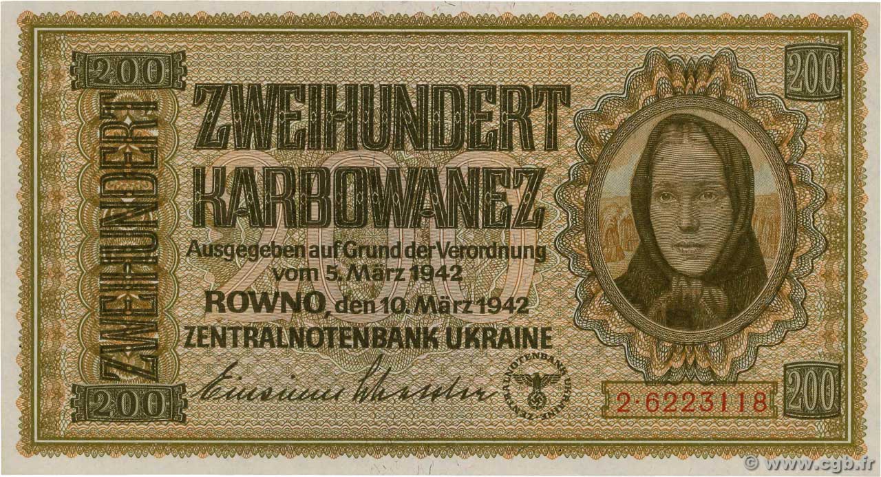 200 Karbowanez UKRAINE  1942 P.056 ST