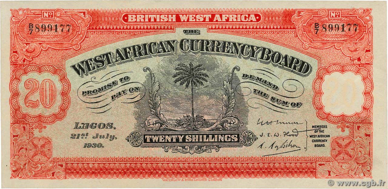 20 Shillings Faux ÁFRICA OCCIDENTAL BRITÁNICA  1930 P.08ax SC