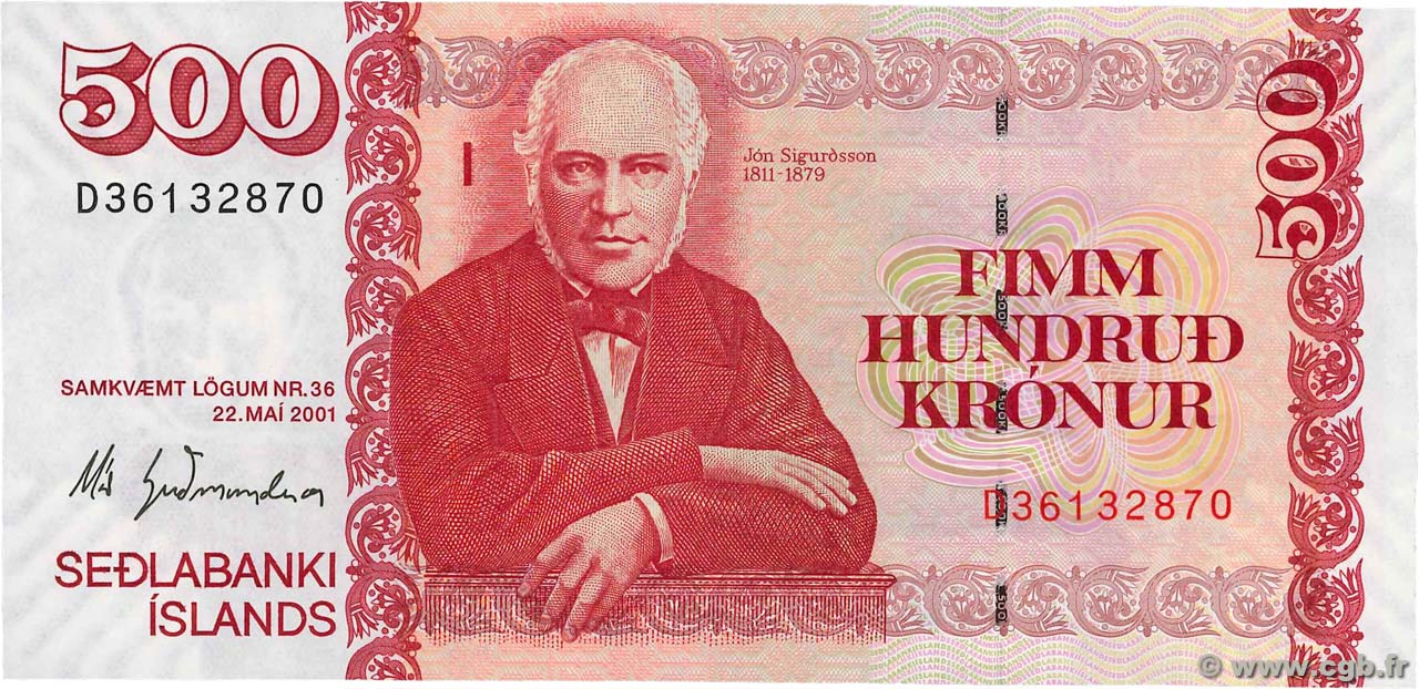 500 Kronur ISLANDIA  2001 P.58a SC+