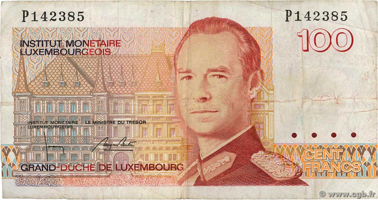 100 Francs LUSSEMBURGO  1986 P.58b MB
