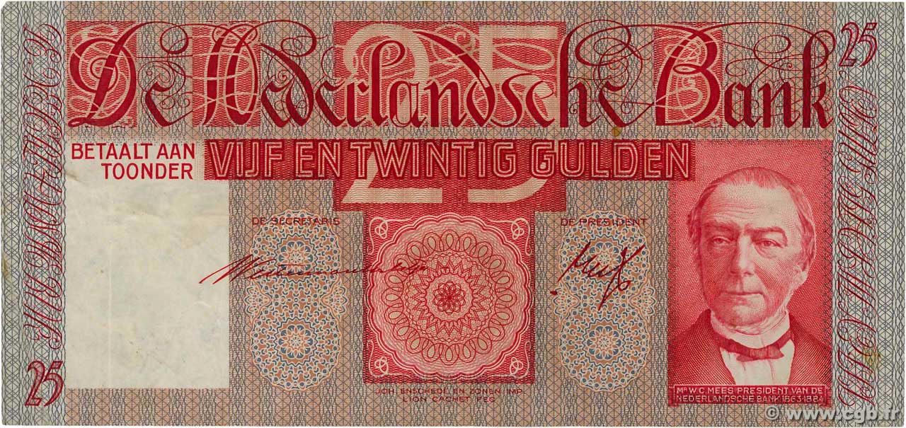 25 Gulden PAESI BASSI  1941 P.050 q.BB