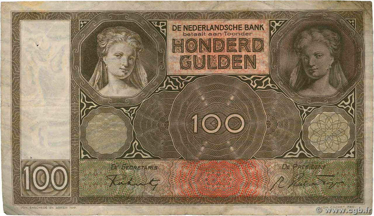 100 Gulden PAíSES BAJOS  1941 P.051b BC