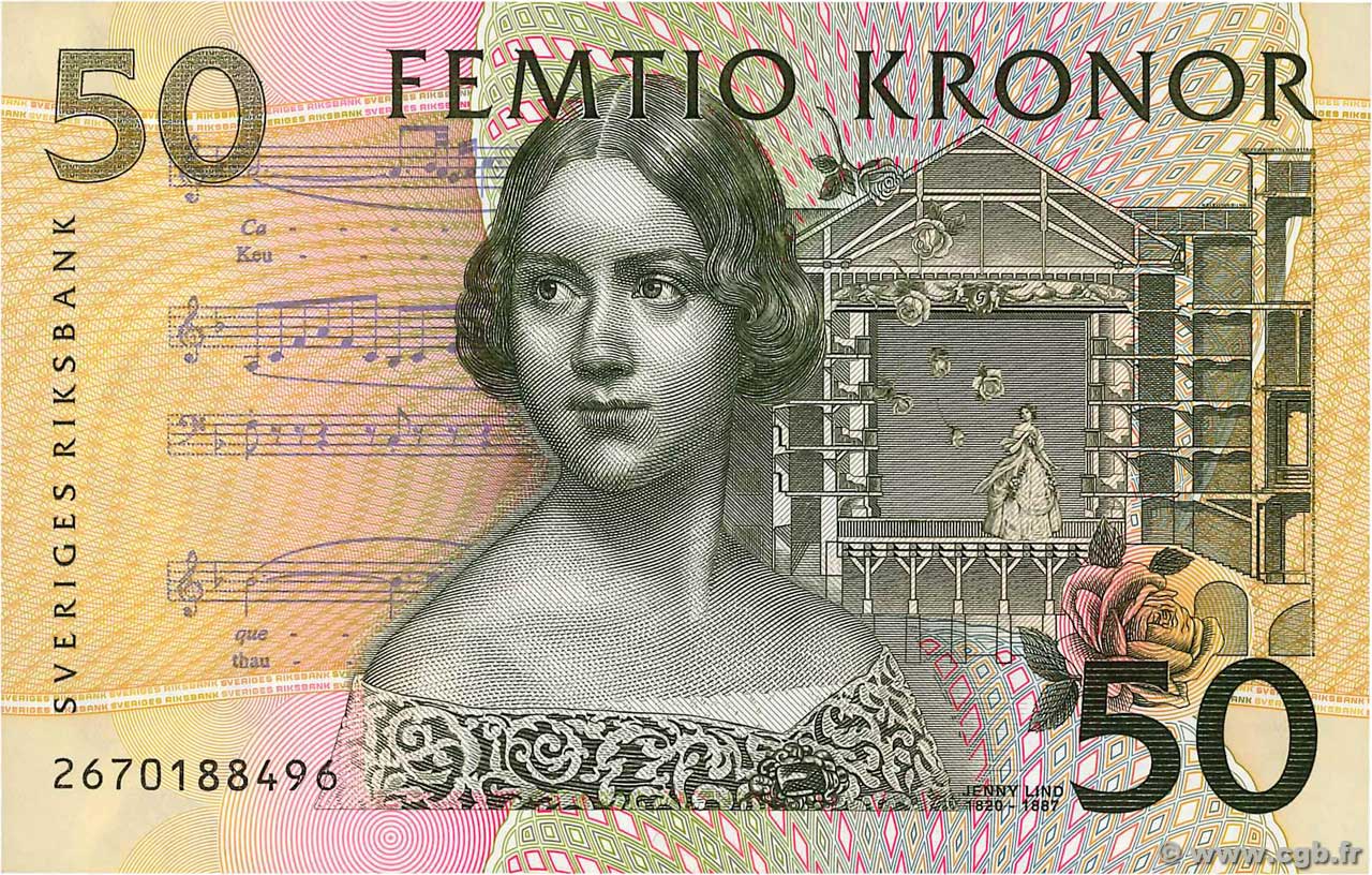 50 Kronor SWEDEN  2002 P.62a AU