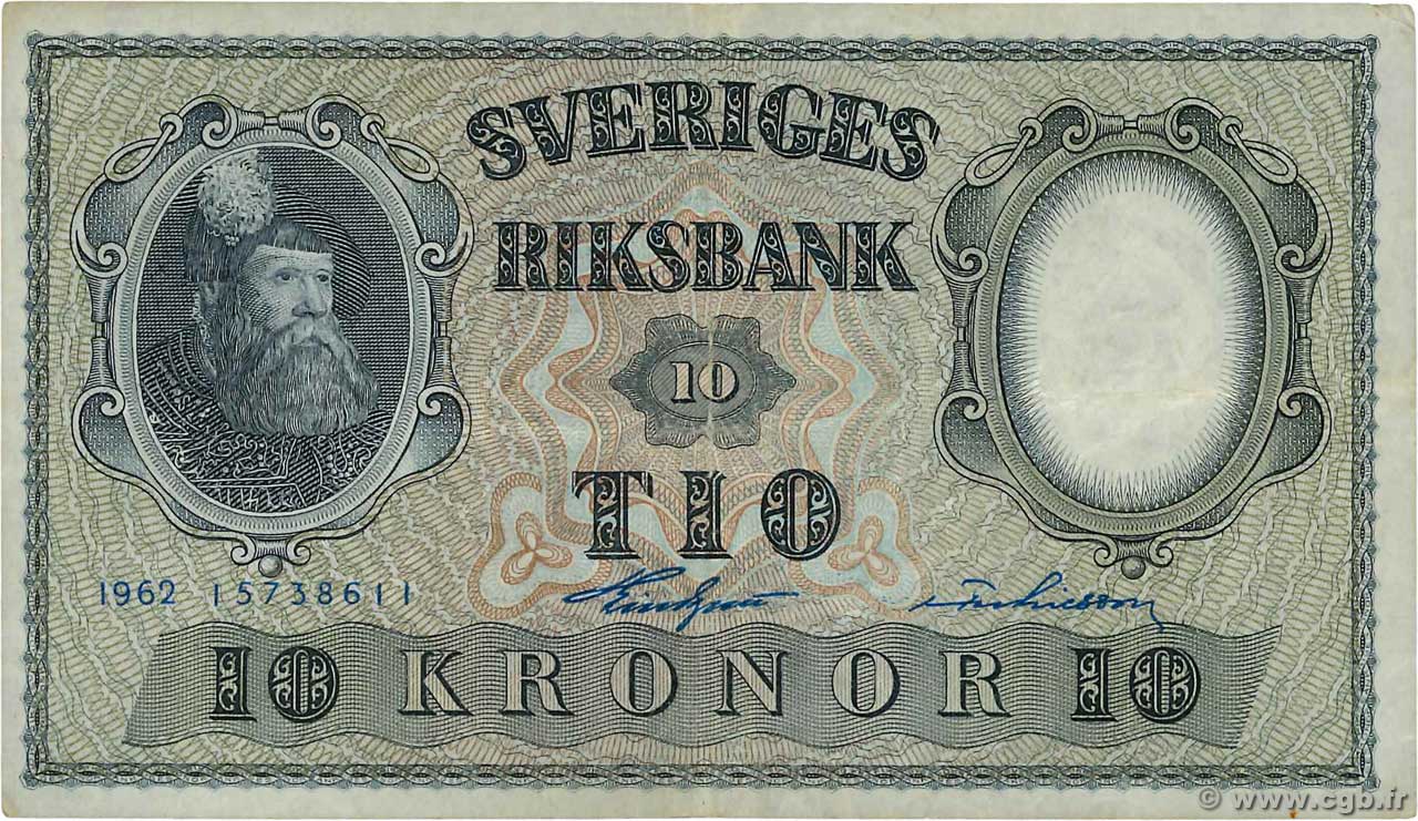 10 Kronor SUÈDE  1952 P.43i SS