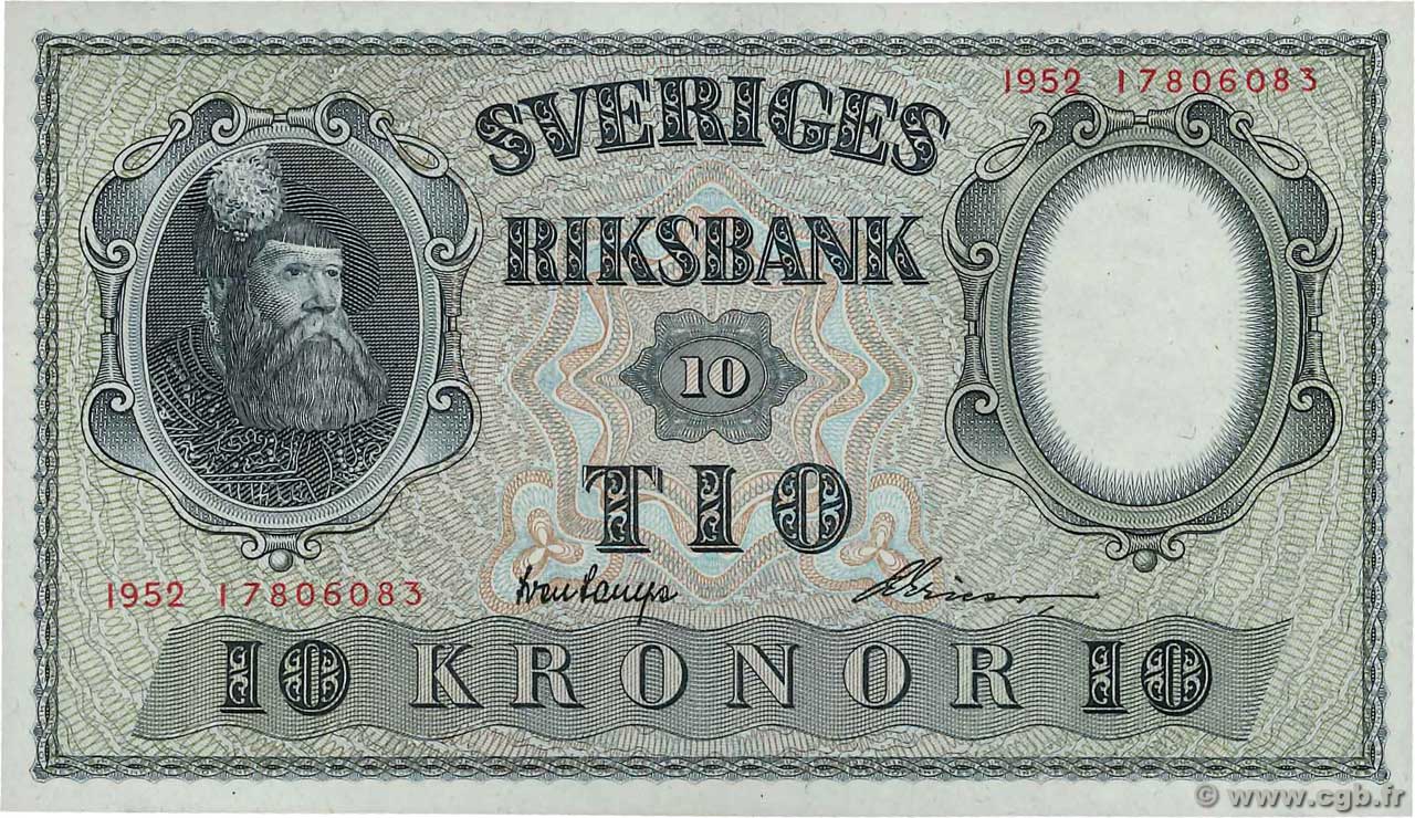 10 Kronor SUÈDE  1952 P.40m AU