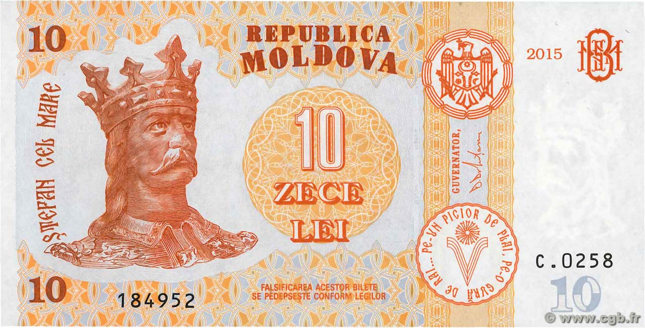 10 Lei MOLDOVIA  2015 P.22 FDC