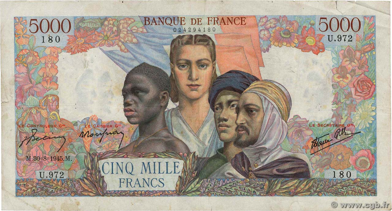 5000 Francs EMPIRE FRANÇAIS FRANCIA  1945 F.47.41 BC