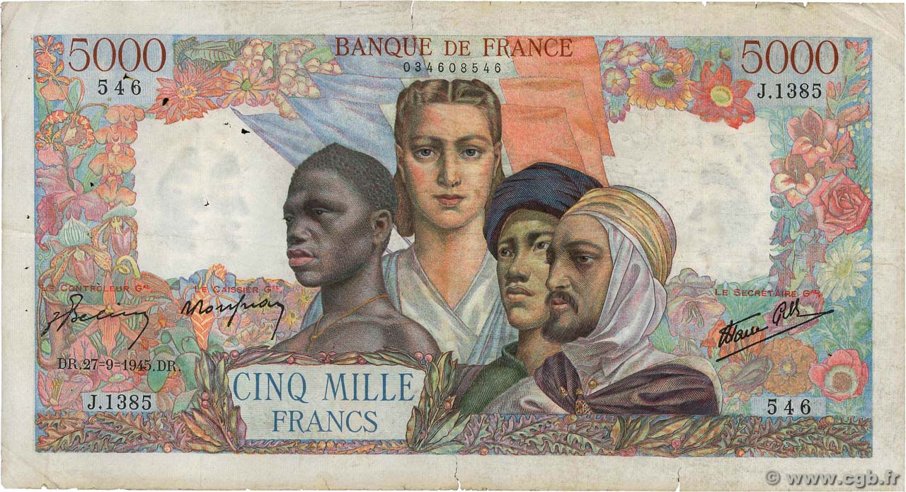 5000 Francs EMPIRE FRANÇAIS FRANCIA  1945 F.47.45 BC